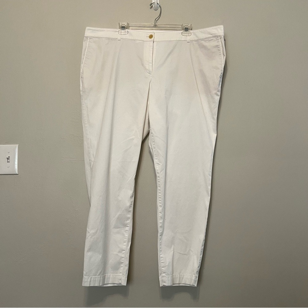 Talbots Women's White Straight Leg Ankle 20W Career Pants Chino